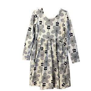 Hanna Andersson Girls Floral Cotton Dress Size 8 Long Sleeve Pockets